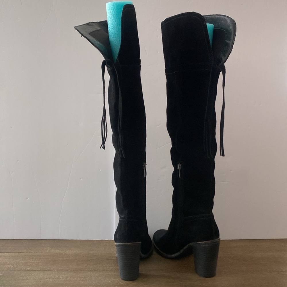 Franco Sarto Ellyn Black Suede Over the Knee Boots - Picture 2 of 10